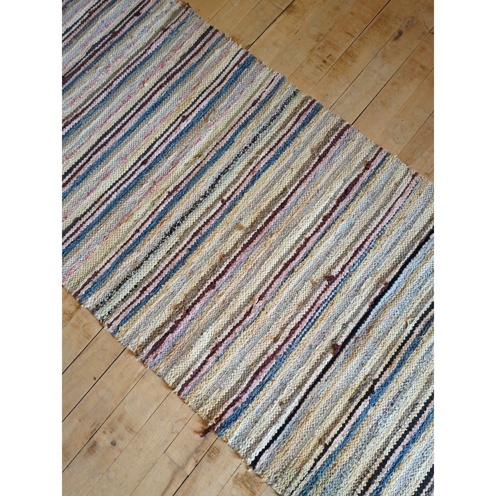 Antique Imported Swedish HandMade Rag Rug Runner (25 x 147 inches ) - Picture 6 of 9